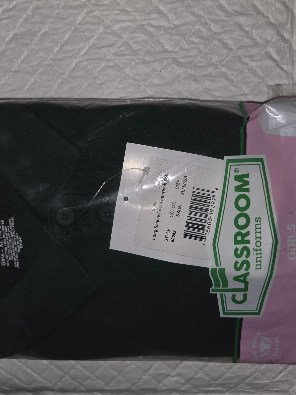 Bundle of 2 Uniforms Classroom Girls Green Long Sleeve Shirts Polo Size XL 18/20